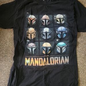 Star Wars Black Tee with Mandalorian Helmets